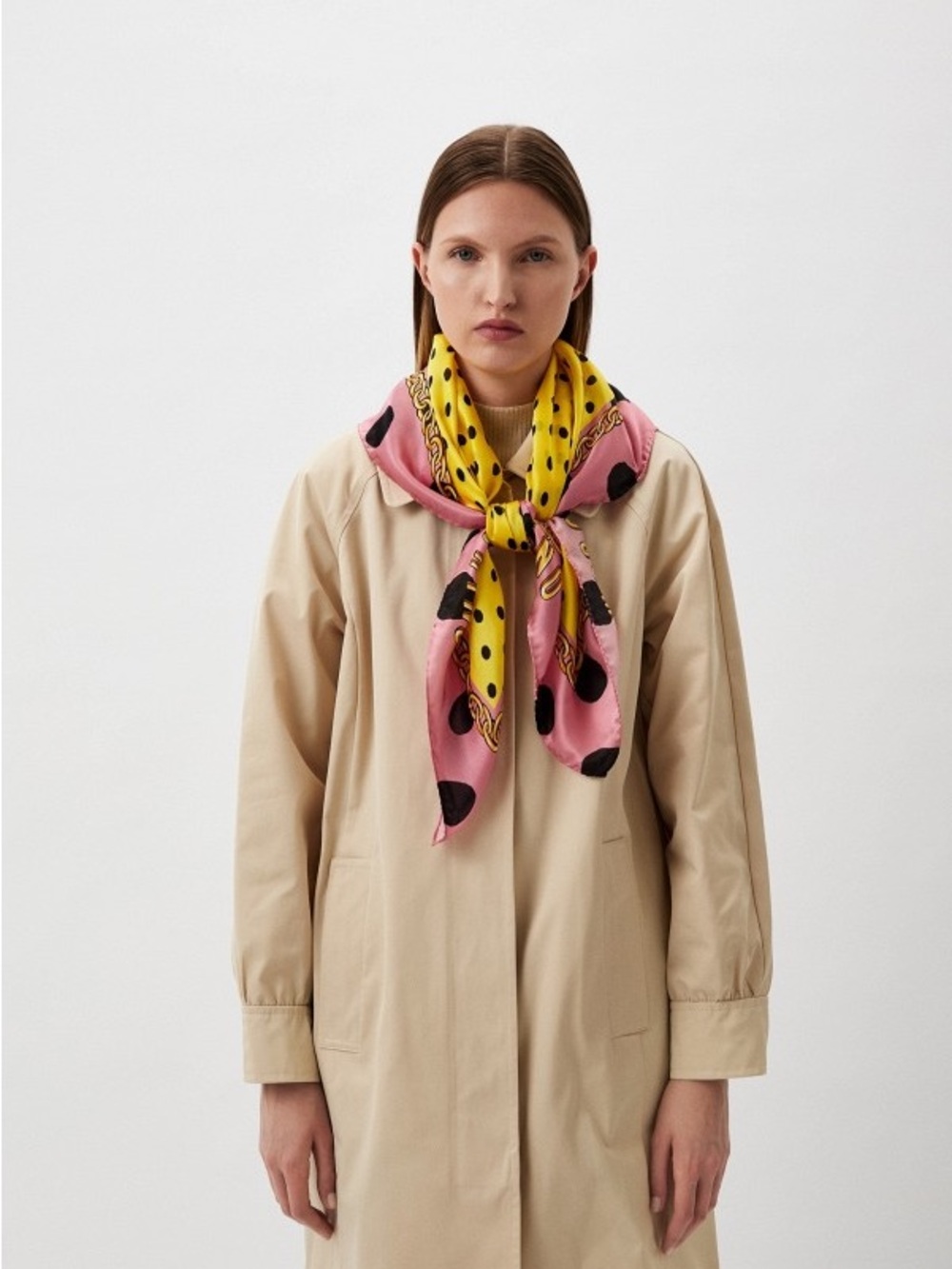 Silk Polka Dot Scarf in Pink & Yellow - Women Accessories